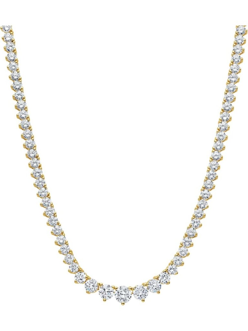 Stylish Tennis Necklace for Women, Graduated Yellow & White Gold Plated CZ